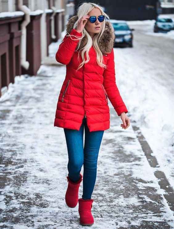 red ugg style boots