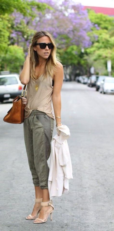 dressy joggers with heels