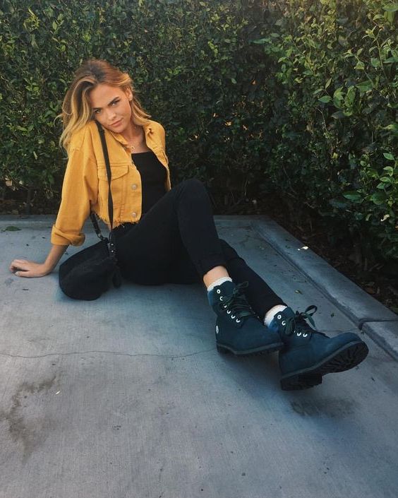 Black timbs outfit clearance women