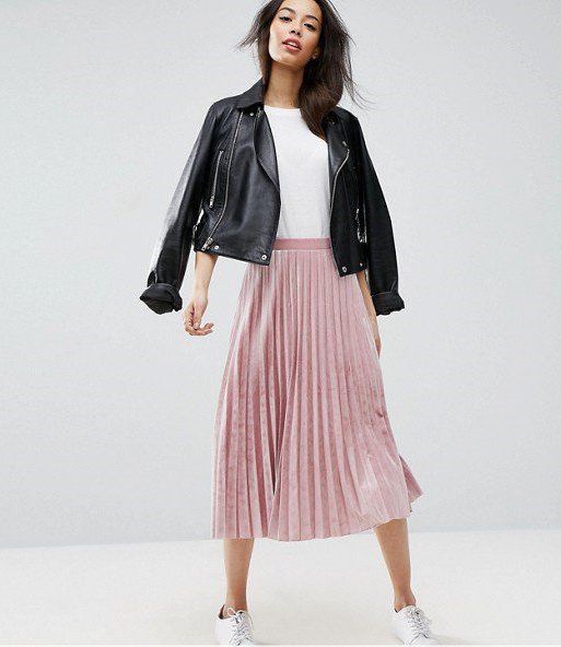 Midi Pleated Skirt And Sneakers 2023