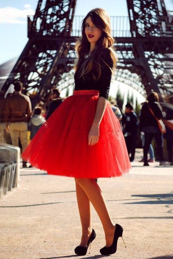 Black top hotsell and red skirt