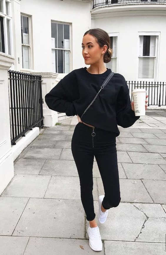 Black Jeans And White Sneakers Street Style 2023