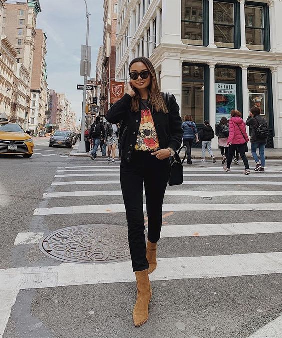 Emily Ratajkowski Black Dress and Brown Boots at Super Bowl