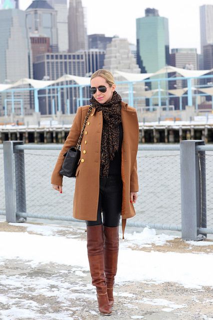 How to Wear Brown Boots with Black Pants and Dresses