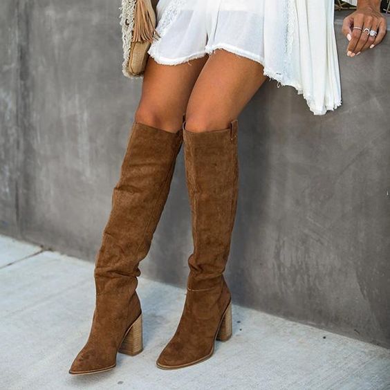 How Should I Wear Brown Knee High Heeled Boots 2023