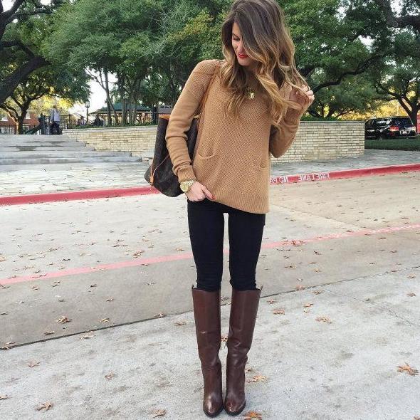 How Should I Wear Brown Knee High Heeled Boots 2023