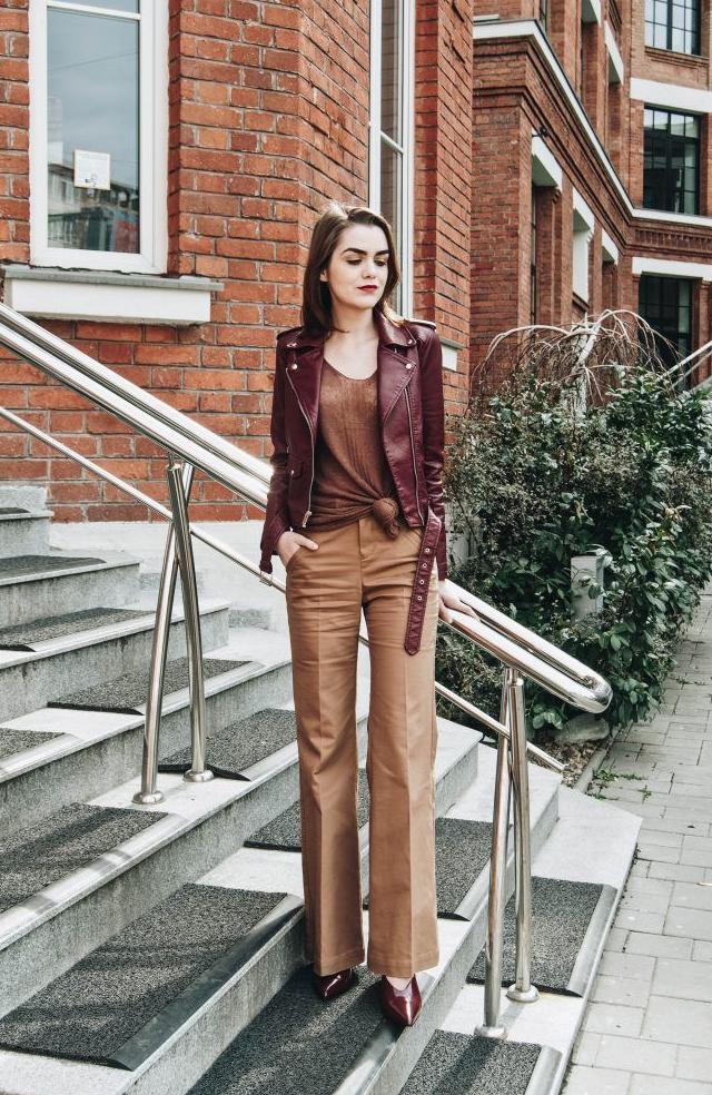 casual brown heels outfit