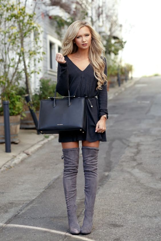 What to Wear With Grey Over The Knee Boots 2023